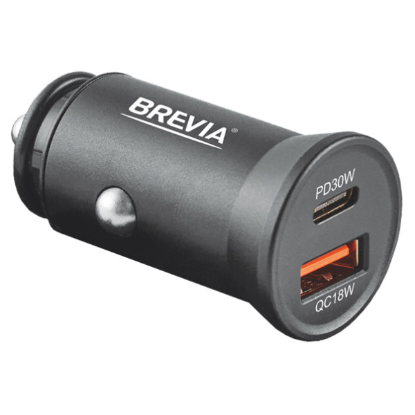 Фото - Автомобильное зарядное устройство Brevia ePower DualCharge 30W 1xUSB-C+1xUSB-A (46030CAB)