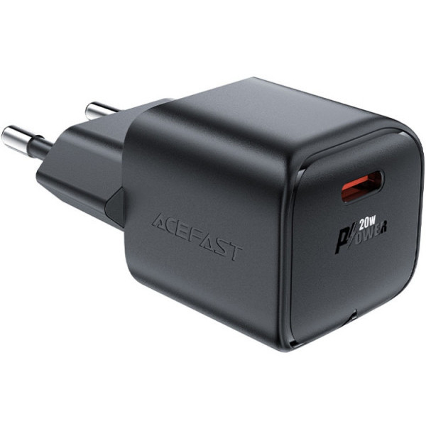 Фото - Мережевий зарядний пристрій AceFast USB-C 20W Gan A73 mini Fast Charger Black (6974316282648)