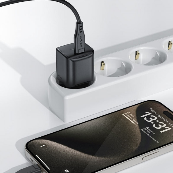Фото - Мережевий зарядний пристрій AceFast USB-C 20W Gan A73 mini Fast Charger Black (6974316282648)