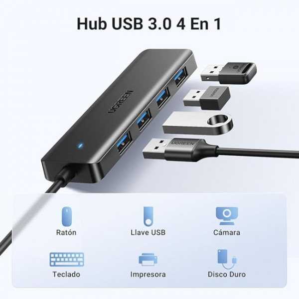 Фото - Хаб USB UGREEN USB 3.0 4хUSB 3.0 Hub 1m Space Gray CM219 (35574)