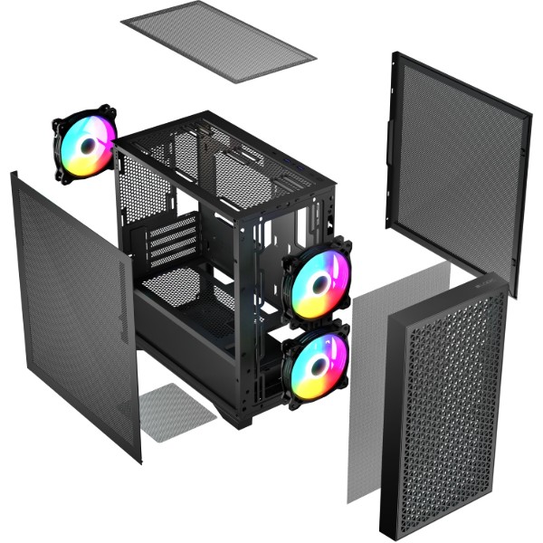 Фото - Корпус Logic Concept DART PRO ARGB MINI BLACK MESH fans 3x120mm без БП (AM-DART-PRO-ARGB-10)