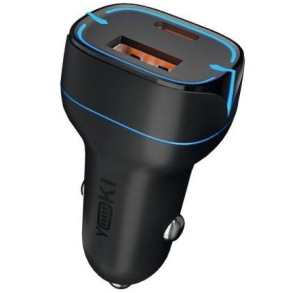 Фото - Автомобільний зарядний пристрій YOKI Led Series PD/QC 20W Black (YK-C20)