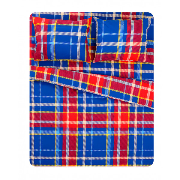 Фото - Комплект постільної білизни Home Line бязь Клітинка синя (168138)