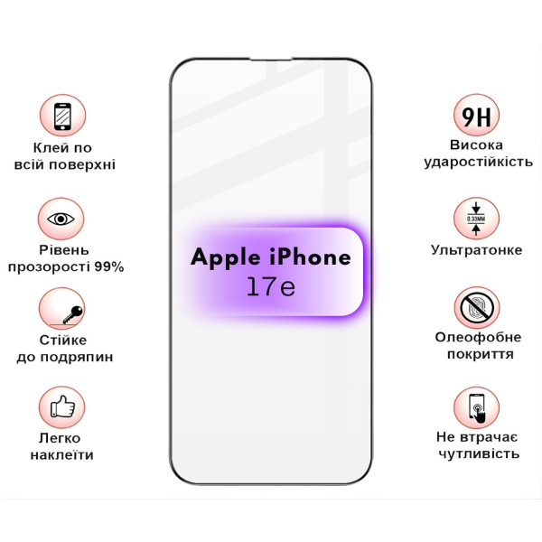 Фото - Защитное стекло для смартфона BeCover for Apple iPhone 17e Black (715141)
