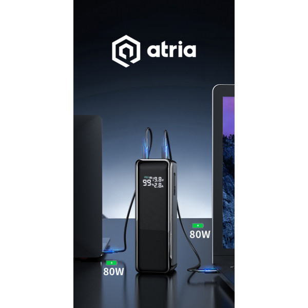 Фото - Батарея мобильная ATRIA Powerbank USB-C 30000mAh 160W Blue (WPD-160SB)