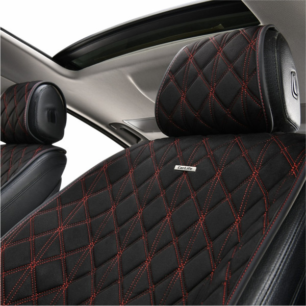 Фото - Комплект накидок на сидіння автомобіля CarLife Nitro black-red 2 шт. (SC40112)