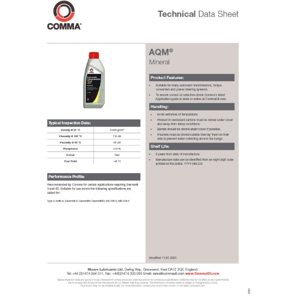 Фото - Масло для авто COMMA AQM AUTO TRANS FLUID  5л (ATM5L)
