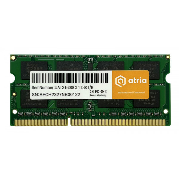 Фото - Память DDR ATRIA SO-DIMM DDR3 8/1600 (UAT31600CL11SK1/8)