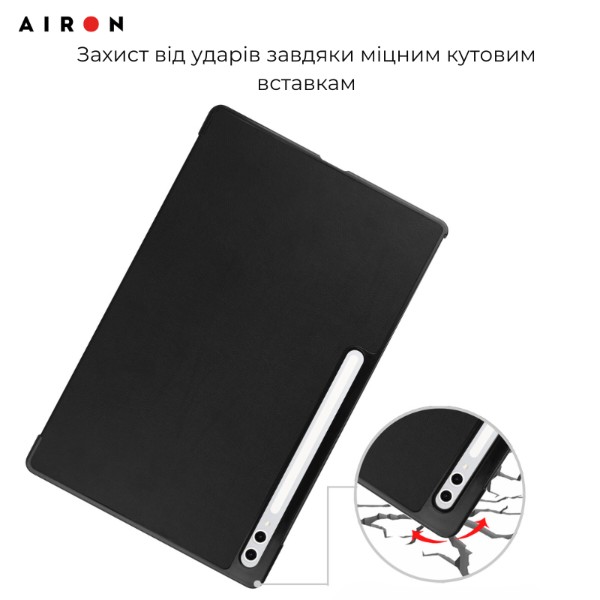 Фото - Чехол для планшета AIRON Premium для Samsung Galaxy Tab S10 Ultra 14.6 2024 с защитной пленкой и салфеткой Black (4822356758484)
