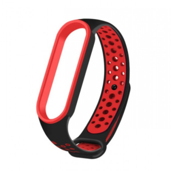 Фото - Ремінець для фітнес-браслету BeCover Nike Style for Xiaomi Mi Smart Band 5 Black-Red (705153)