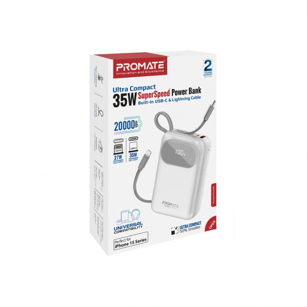Фото - Батарея мобільна Promate 20000mAh (powerpod-20.white)