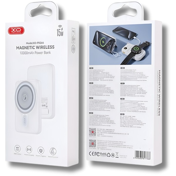 Фото - Батарея мобильная XO PR264 Magnetic MagSafe 15W + PD20W 10000 mAh White