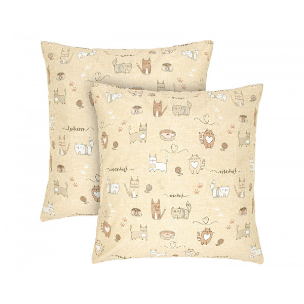 Фото - Наволочка Home Line 70х70 2 шт. КОТЯЧА РАДІСТЬ пісчано-рожевий (183284)
