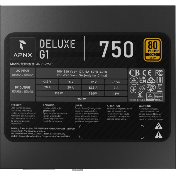 Фото - Блок живлення для ПК APNX Deluxe G1 750 (APPG-D175FEC.X1) 750W