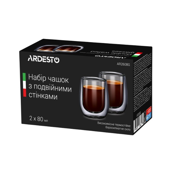 Фото - Набор чашек с двойными стенками ARDESTO 80 мл 2 шт. (AR2608B)