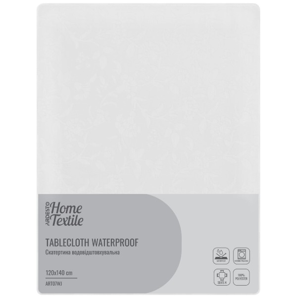 Фото - Скатертина прямокутна ARDESTO Waterproof Jacquard 120х140 см (ART07WJ) White