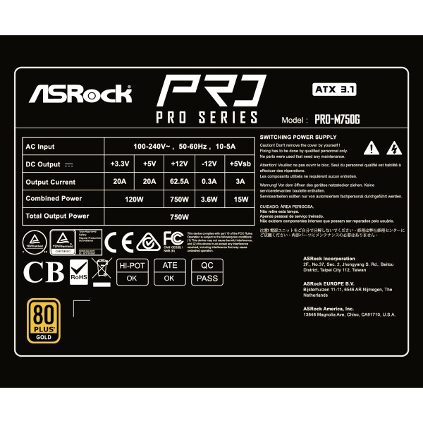 Фото - Блок питания для ПК ASRock PRO-M750G