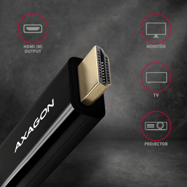 Фото - Кабель AXAGON RVD-HI14C2 HDMI-DisplayPort 1.8м Black (RVD-HI14C2)