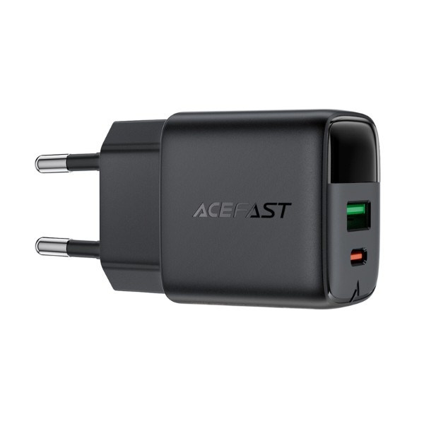 Фото - Сетевое зарядное устройство AceFast A114 PD25W GaN charger USB-A+USB-C Black (6974316284437)