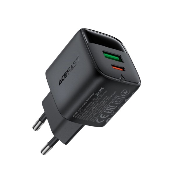 Фото - Сетевое зарядное устройство AceFast A116 PD35W GaN charger USB-A+USB-C Black (6974316284468)