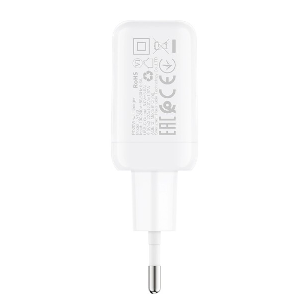 Фото - Сетевое зарядное устройство AceFast A130 PD20W single USB-C charger White (6974316284659)