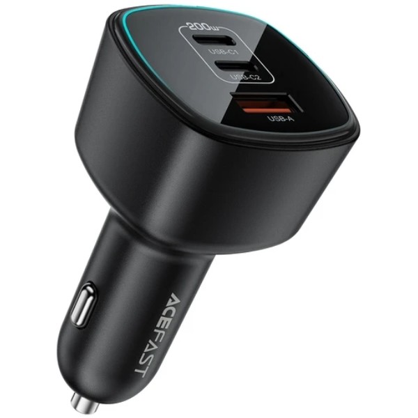 Фото - Автомобильное зарядное устройство AceFast B18 200W(2USB-C+USB-A) fast car charger Black (6974316285953)