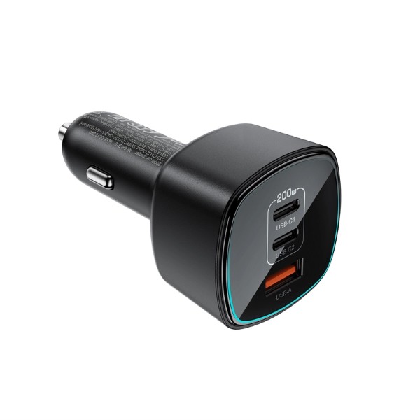 Фото - Автомобильное зарядное устройство AceFast B18 200W(2USB-C+USB-A) fast car charger Black (6974316285953)