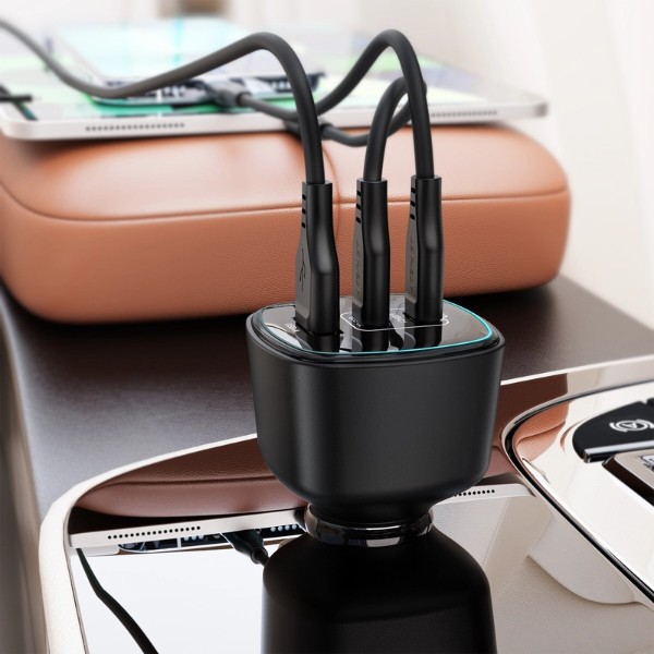 Фото - Автомобильное зарядное устройство AceFast B18 200W(2USB-C+USB-A) fast car charger Black (6974316285953)