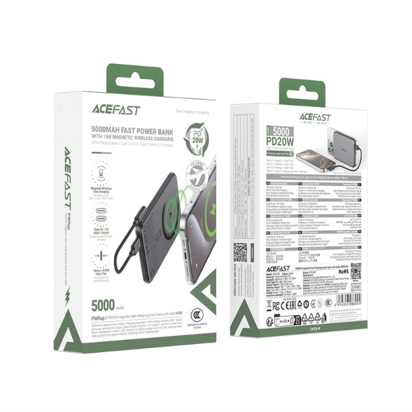 Фото - Батарея мобильная AceFast M30-5000 PD20W Black (6974316286004)