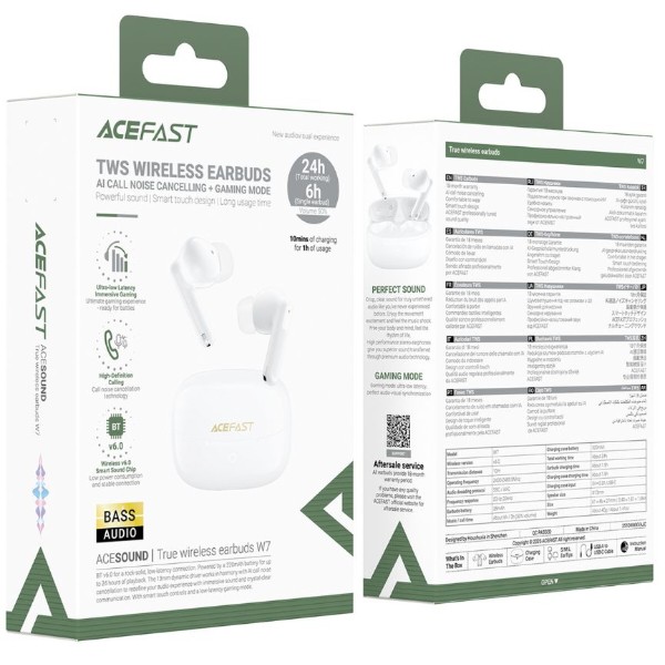 Фото - Навушники вкладиші бездротові TWS AceFast W7 White (6974316285892)