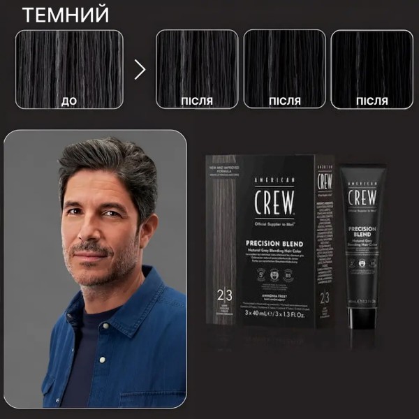 Фото - Система маскування сивини American Crew Precision Blend Shades 2-3 Dark (738678248355)