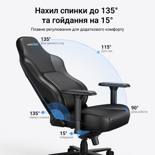 Фото - Крісло для геймерів Anda Seat Phantom 4 Pro L Gray Fabric (AD18YSDC-72-G-F-G02)
