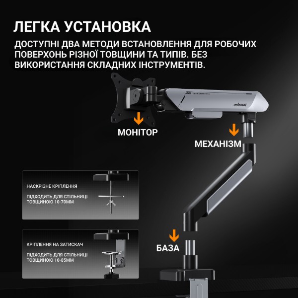 Фото - Крепление настольное Anda Seat Stealth PRO II 17''-42'' Orange (AD-W-A9-1S-BO)