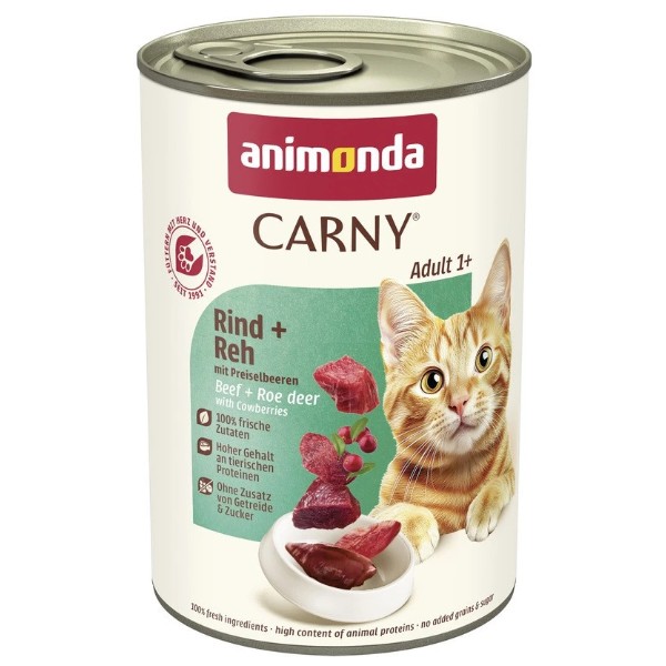 Фото - Влажный корм для кошек Animonda Carny Adult Beef Venison with Cowberries 400 г (4017721837163)