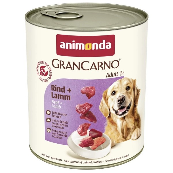 Фото - Влажный корм для собак Animonda GranCarno Adult Beef Lamb с говядиной и ягнятиной 800 г (4017721827423)