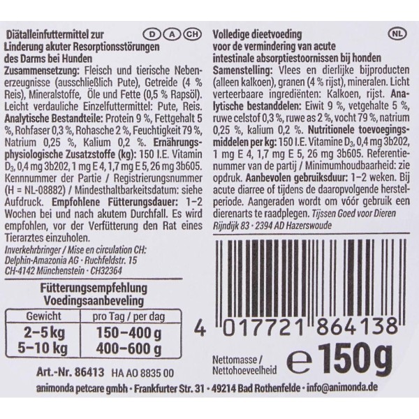 Фото - Вологий корм для собак 
Animonda Integra Protect Intestinal Pure Turkey моно індичка при порушенні кишково штункового тракту 150 г (4017721864138)