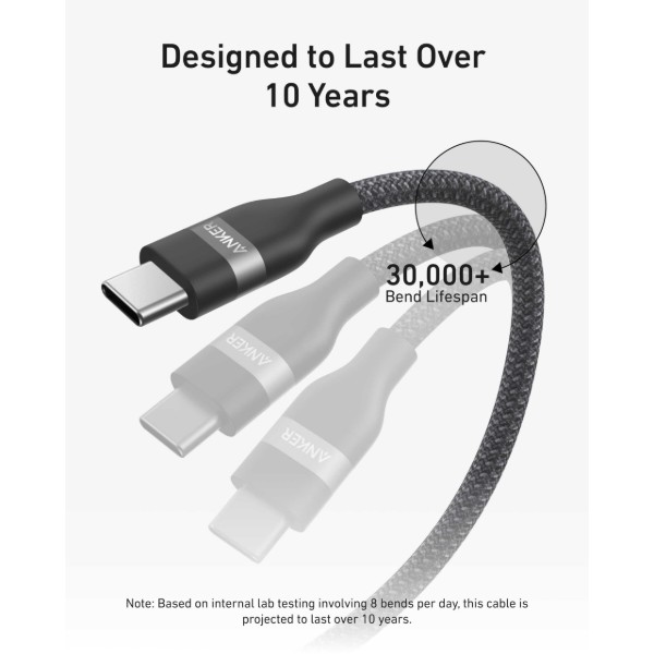 Фото - Кабель Anker USB-C to USB-C - 1.8m 240W Upcycled-Braided Black (A82E2H12)