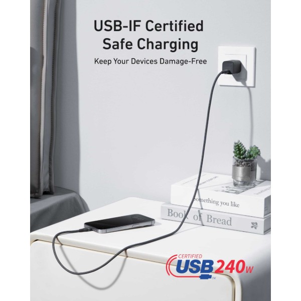 Фото - Кабель Anker USB-C to USB-C - 1.8m 240W Upcycled-Braided Black (A82E2H12)