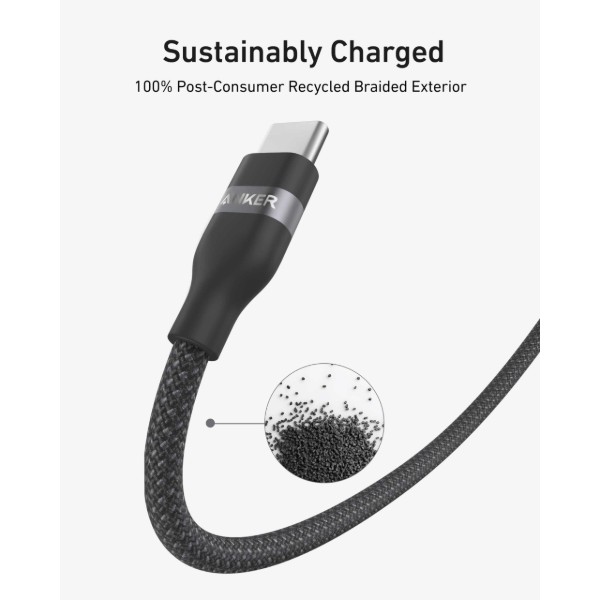 Фото - Кабель Anker USB-C to USB-C - 1.8m 240W Upcycled-Braided Black (A82E2H12)