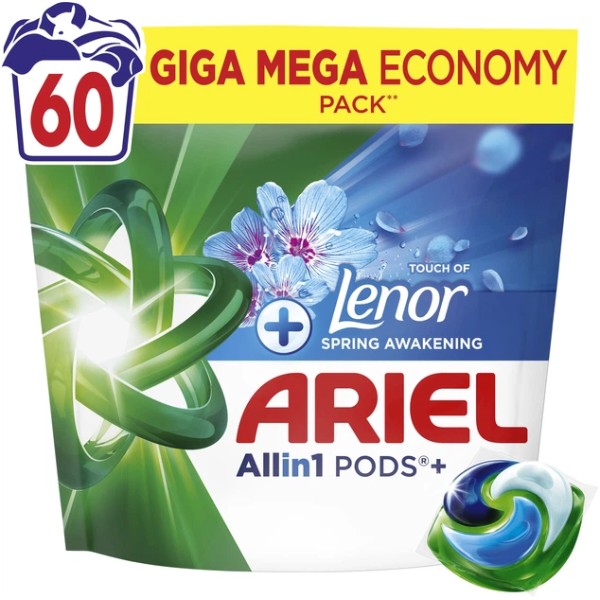 Фото - Капсули для прання Ariel Все-в-1 Дотик Lenor Пробудження весни 60 шт