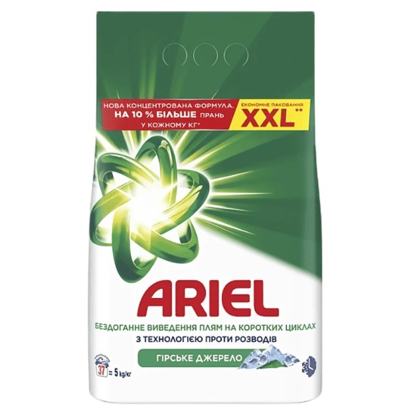 Фото - Стиральный порошок Ariel Аква-Пудра Горный Источник 37 циклов, 5кг