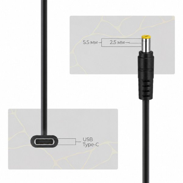 Фото - Кабель Armorstandart USB-C - DC 5.5x2.5 18.5-20V Flat 1м (ARM91553)