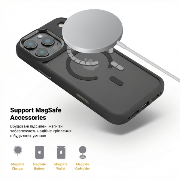 Фото - Чохол для смартфону Armorstandart Unit-C MagCase for Apple iPhone 17 Pro Max Black + Orange Button Set (ARM90589)
