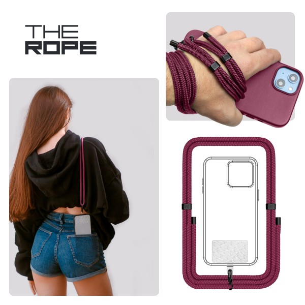 Фото - Ремінець для смартфону Armorstandart for Rope Black Burgundy with Clear holder (ARM91365)