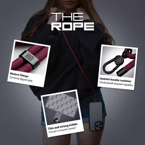 Фото - Ремінець для смартфону Armorstandart for Rope Black Burgundy with Clear holder (ARM91365)