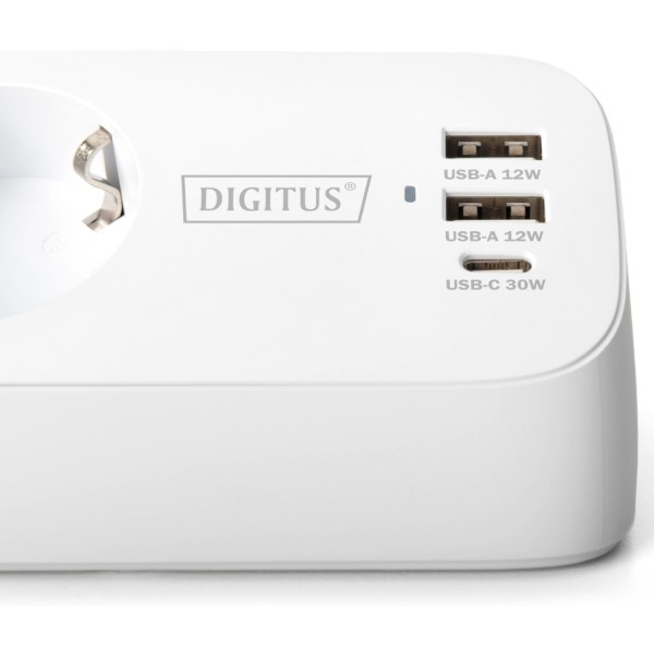 Фото - Мережевий фільтр Assmann 3р 1.5m 2x USB-A + USB-C 30W White (DA-70626)