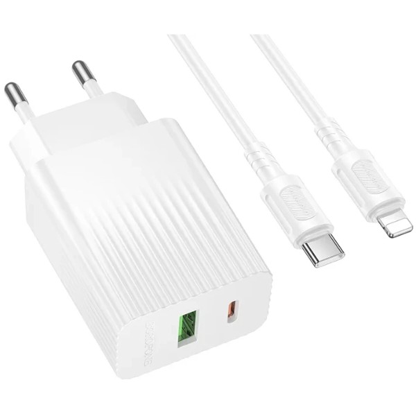 Фото - Сетевое зарядное устройство BOROFONE BAS76A Source PD30W+QC3.0 charger set(C to iP) White (6941991122903)