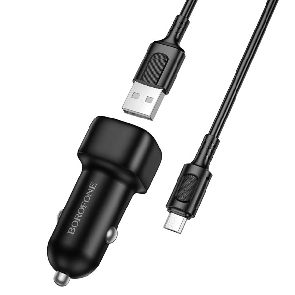 Фото - Автомобільний зарядний пристрій BOROFONE BZ34 Cloud single port QC3.0 set(Micro) Black (6941991122279)