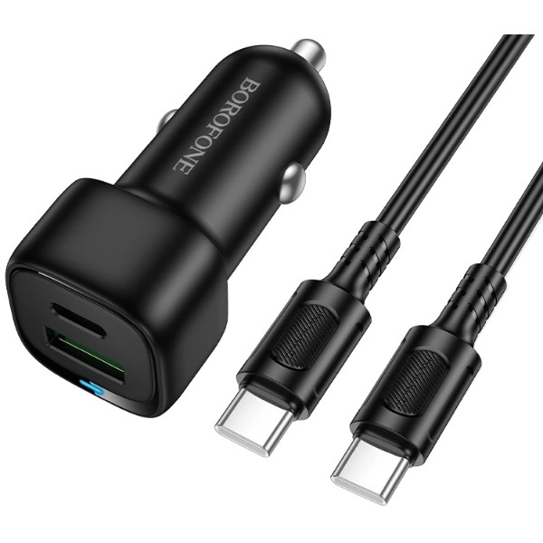 Фото - Автомобильное зарядное устройство BOROFONE BZ34B Cloud PD38W(1C1A) set(C to C) Black (6941991122415)