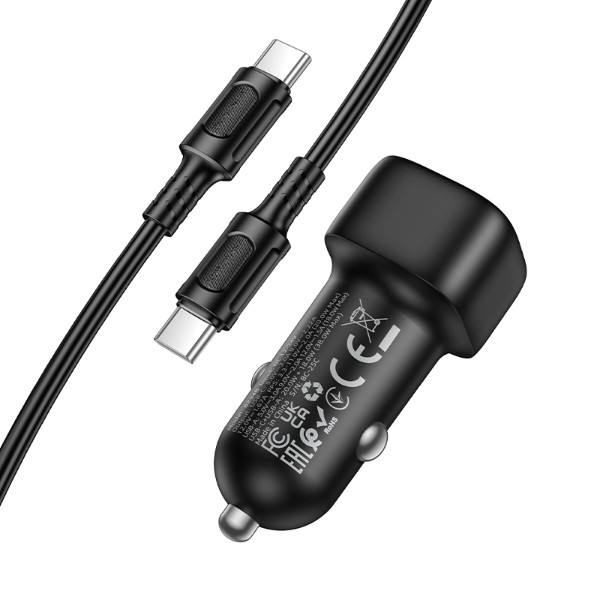 Фото - Автомобильное зарядное устройство BOROFONE BZ34B Cloud PD38W(1C1A) set(C to C) Black (6941991122415)
